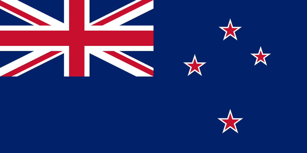 New Zealand flag and landscapes